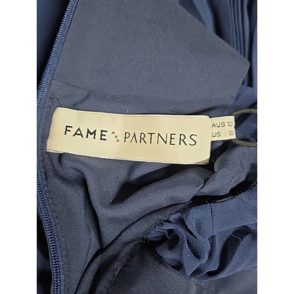 NWT Fame and Partners Maxi Dress Navy Blue V-Neck Side Cutout Size 8 Formal Gown - Picture 6 of 8